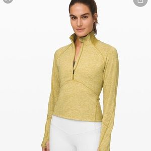 Lululemon Always Alert 1/2 Zip in Yellow; Size 4